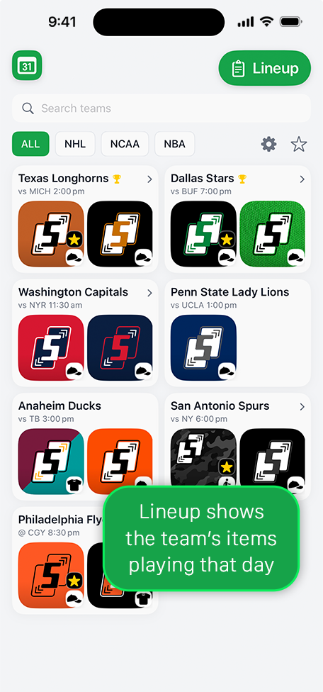 FanStatFit Lineup Screenshot