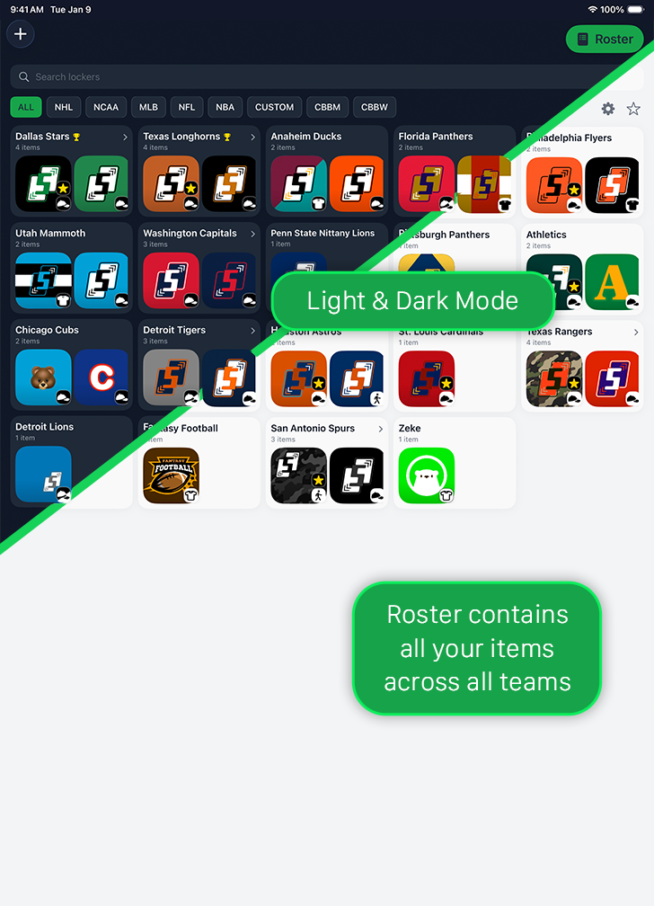 FanStatFit iPad Roster 