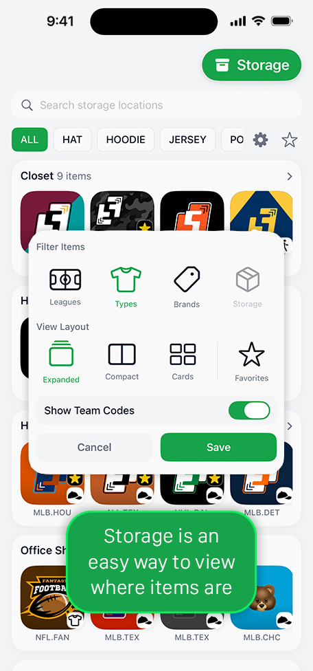FanStatFit Storage Screenshot